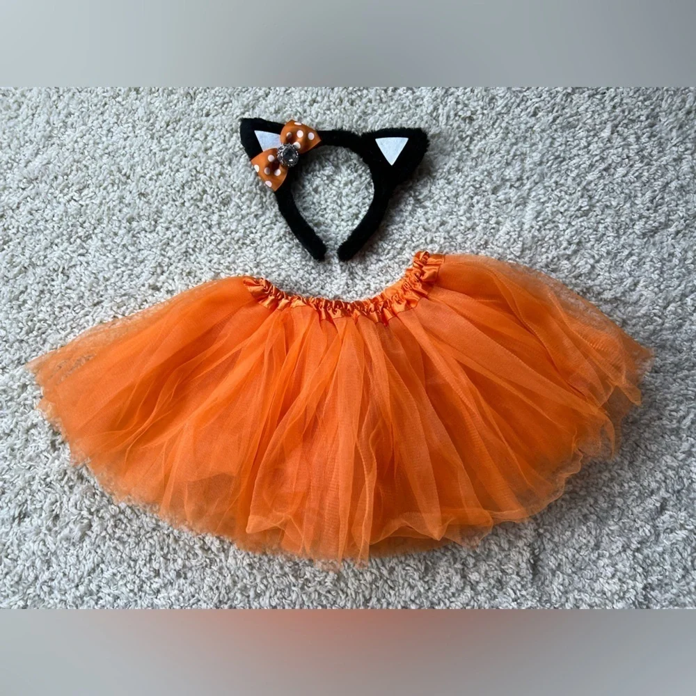 Orange Tutu and Chevron Leg Warmer + accessories Set